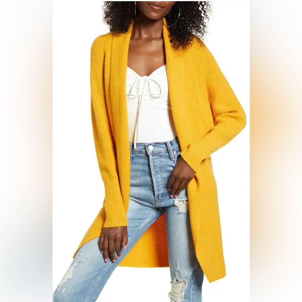 Leith NEW Mustard Yellow Dolman Sleeve Long Cardigan Sweater 3X